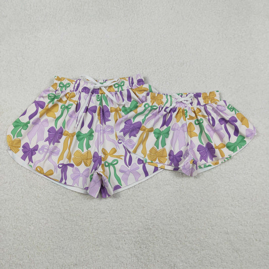 Mama and Me Mardigras Bows Yoga Active Ruffle Shorts Bottom