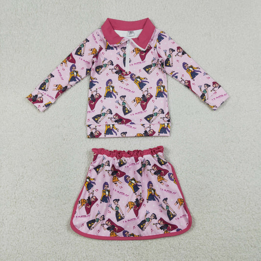 Baby Girls Pink Demon Hunter Zipper Pullovers Skirt Shorts Yoga Active Clothes Sets