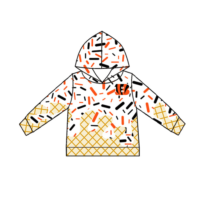 Preorder (moq 5)Baby Boys Drip Sprinkles Cincinnati Bengals Team Long Sleeves Hoodies Top