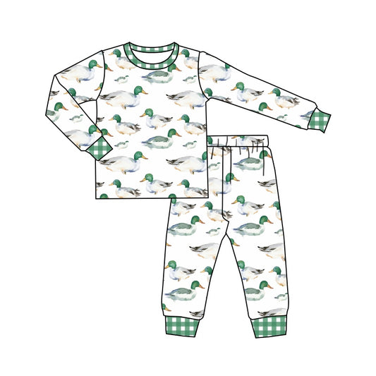 Baby Boys Duck Green White Tee Top Pants Pajamas Outfits Preorder(moq 5)