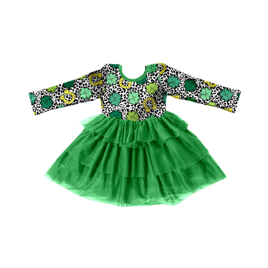 Baby Girls St Patrick Day Quatrefoil Tutu Ruffle Dresses preorder(moq 5)