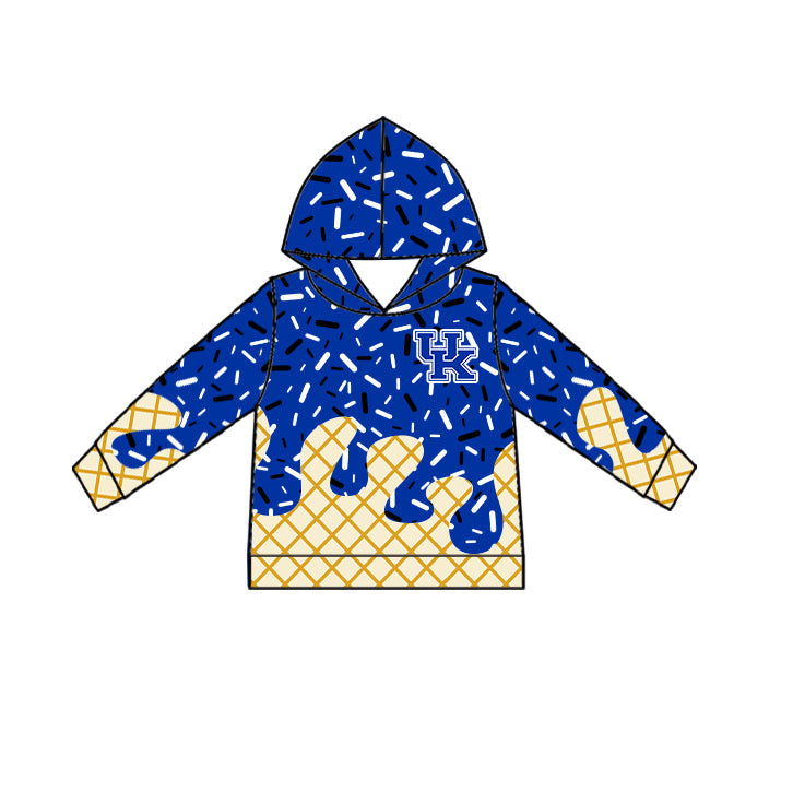 Preorder (moq 5)Baby Boys Drip Sprinkles Hot Blue UK Team Long Sleeves Hoodies Top