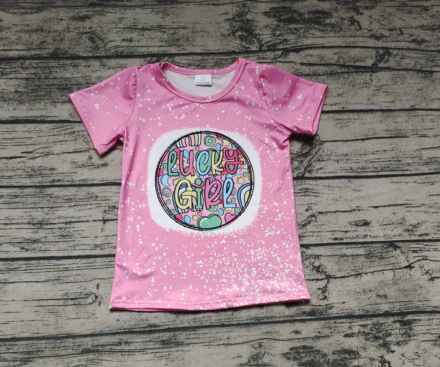 Baby Girls Lucky Girl Short Sleeve Pink St Patrick Day Shirt Tops