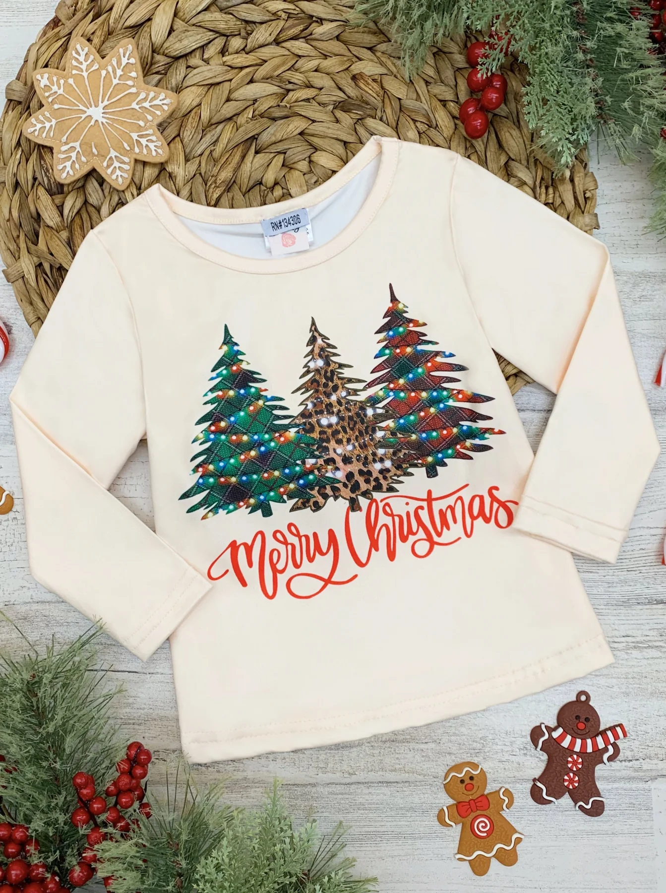 Baby Girls Merry Christmas Tree Long Sleeve Tee Shirts Tops Preorder(moq 5)