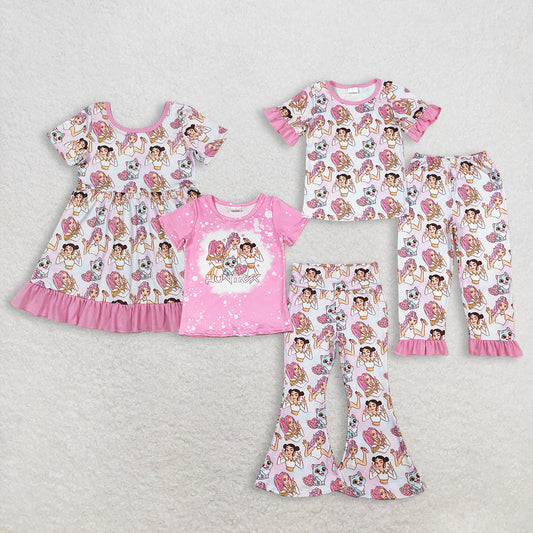 Sibling Baby Girls Cartoon Demon Hunter Top Pants Pajamas Clothes Sets
