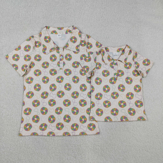 Sibling Adult Men Baby Boys Mardigras Donuts Plaid Button Polo Shirts Tops