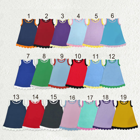 Sibling Baby Girls Sleeveless Scallop Knee Length Dresses