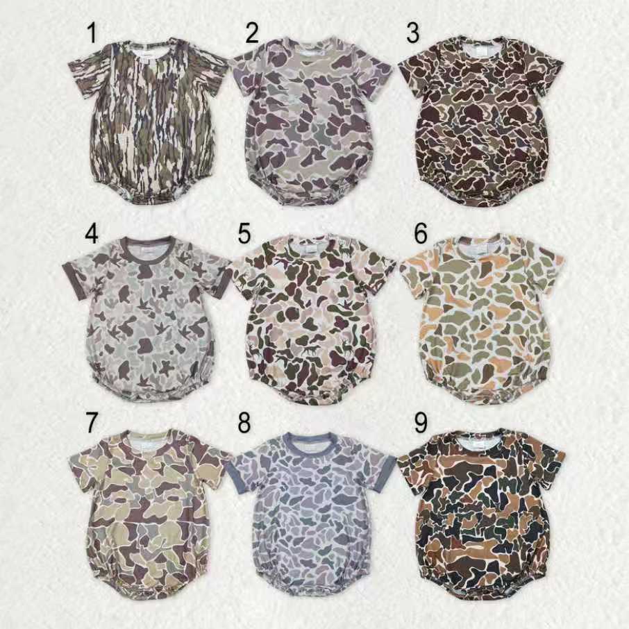 Sibling Baby Boys Short Sleeves Southern Camo Rompers