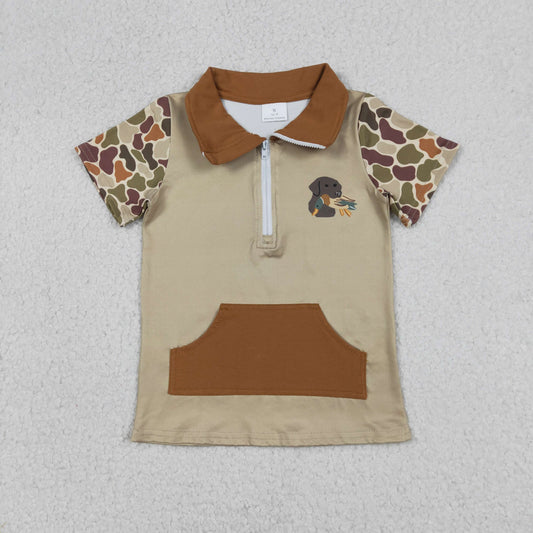 Baby Boys Southern Khaki Camo Duck Dogs Zip Pockets Hunting Pullovers Top