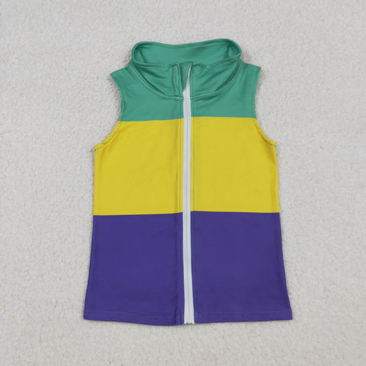 Baby Boys Sleeveless Mardigras Patchwork Zip Tops Vests