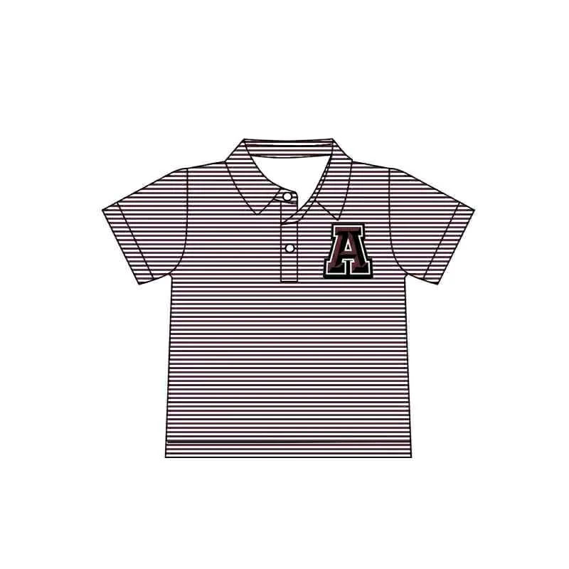 Preorder(moq 5) Baby Boys Wine Stripes Alabama A Team Short Sleeve Tee Pullovers Shirts Tops