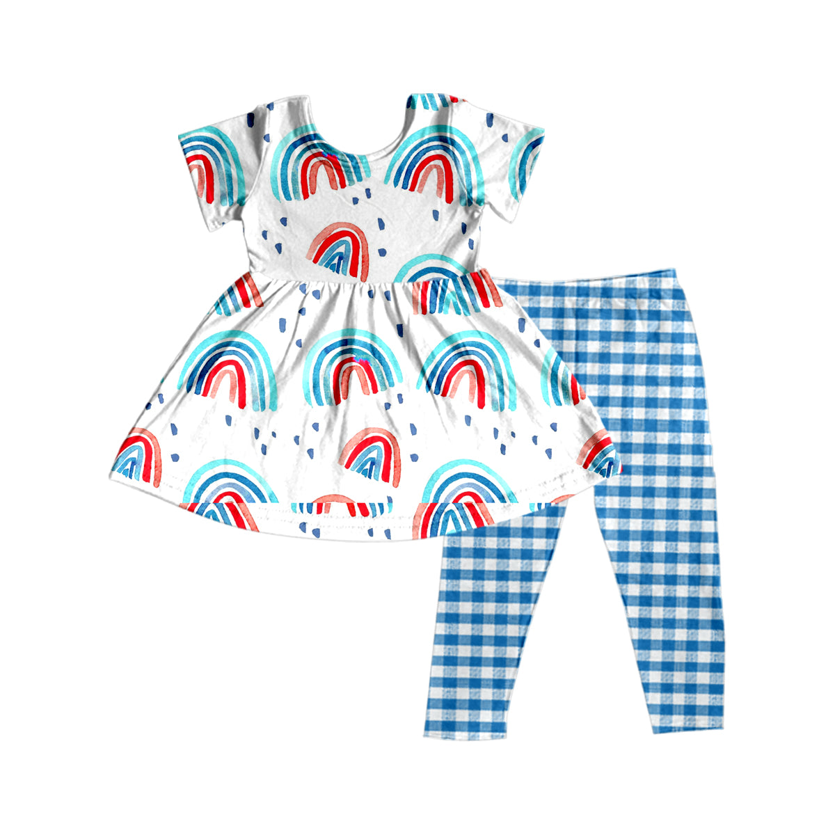 Baby Girls Rainbow 4th of July Tunic Top Legging Clothes Sets preorder (moq 5)