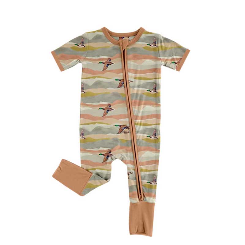 Infant Baby Kids Hunting Mallard Ducks Zip Rompers preorder(moq 5)