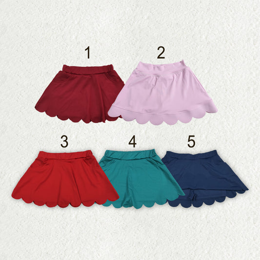 Sibling Baby Girls Yoga Active Pockets Shorts Scallop Skirt Shorts Bottom