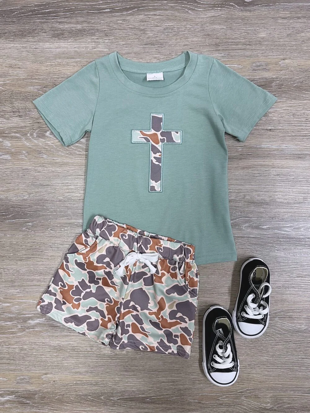 Baby Boys Easter Camo Cross Tee Shirts Tops Shorts Clothing Sets