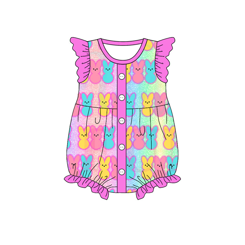 Baby Girls Easter Three Bunnies Rompers preorder(moq 5)