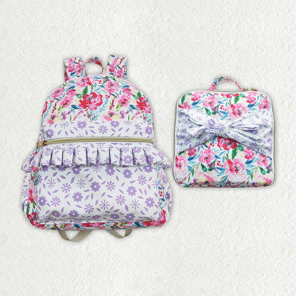 Girls Back To School Small Flowers Back Bags Lunch Boxes