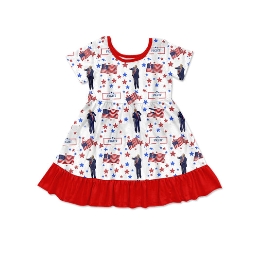 Baby Girls Trump Flag Short Sleeve Knee Length Dresses preorder(MOQ 5)