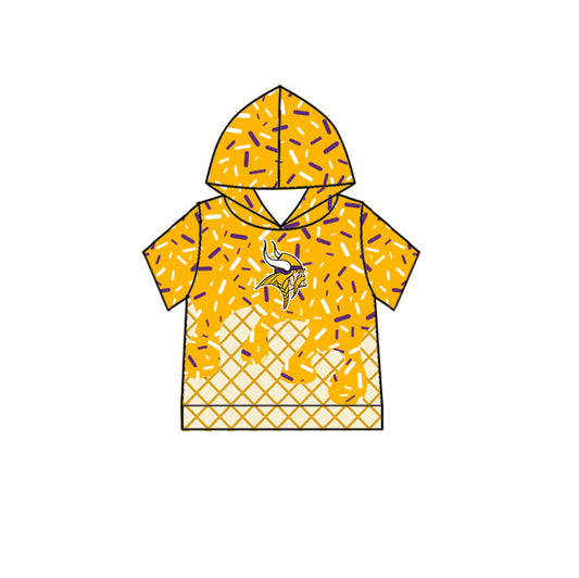 Preorder (moq 5)Baby Boys Drip Sprinkles Minnesota Vikings Team Short Sleeves Hoodies Top