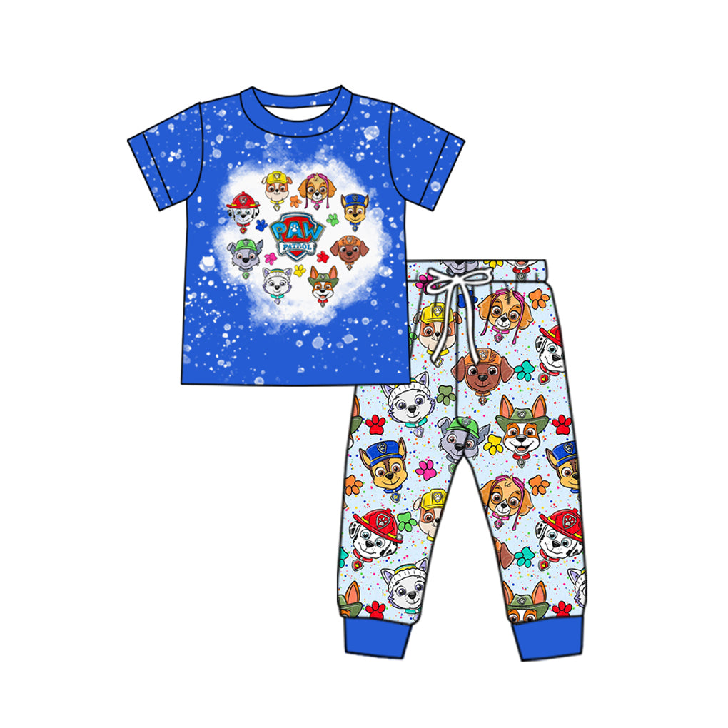 Baby Boys Cartoon Dogs Blue Shirt Top Pants Sets preorder(MOQ 5)