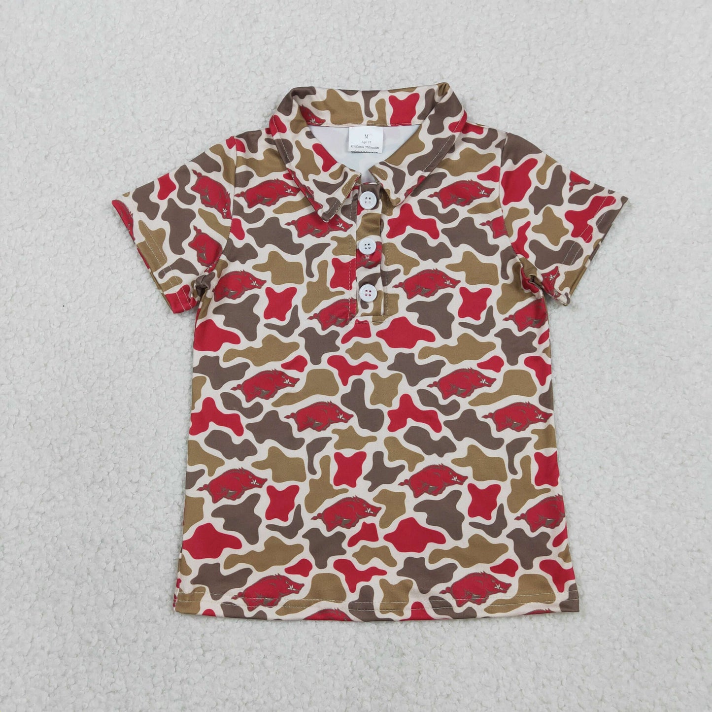 Baby Boys Short Sleeve Southern Camo Bulls Team Button Polo Shirts Top