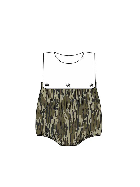 Preorder (moq 5)Baby Boys Sleeveless Wood Camo Rompers