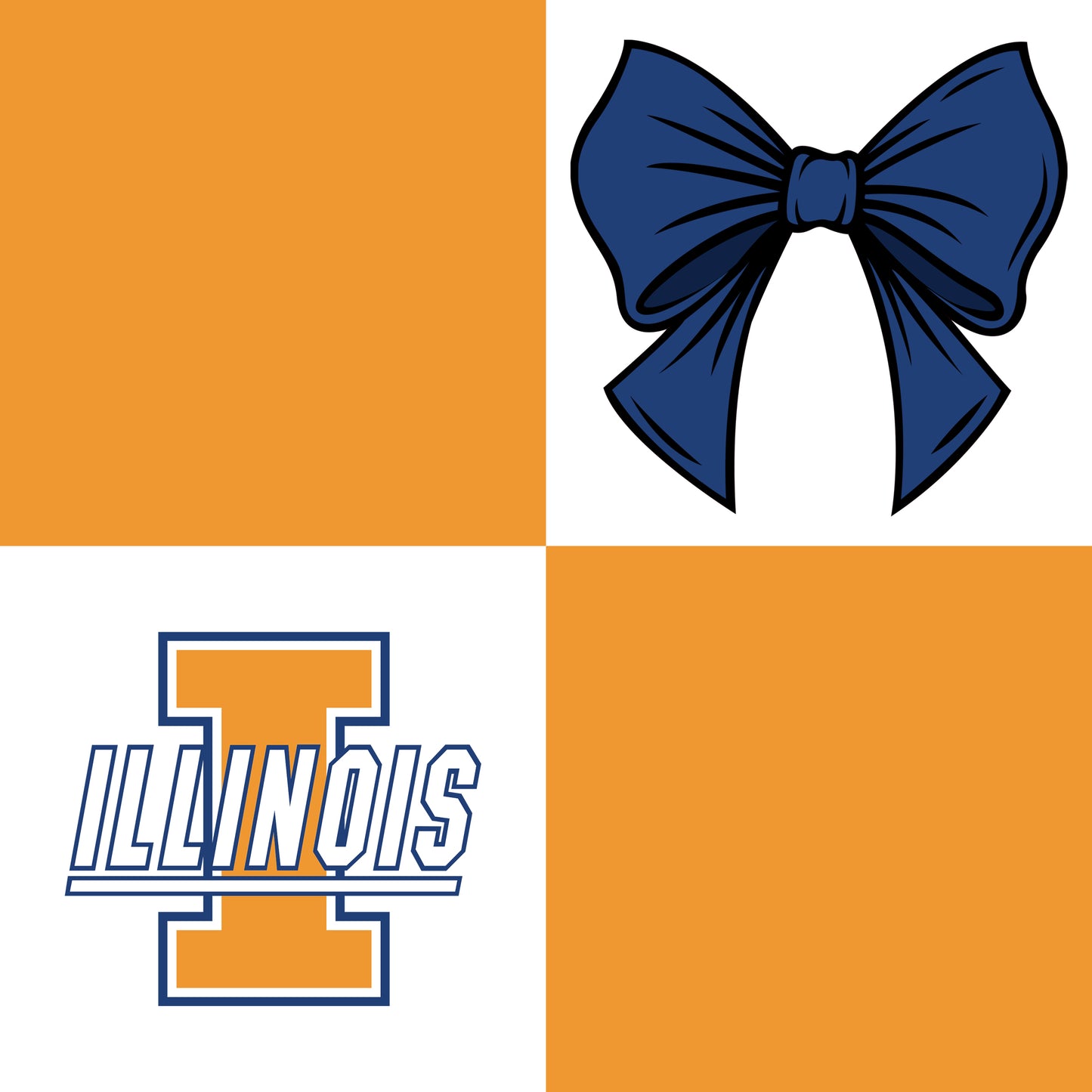 Preorder (moq 5)Baby Girls Orange Illinois Bows Checked Vest Ruffle Skirt Short Team Clothes Sets