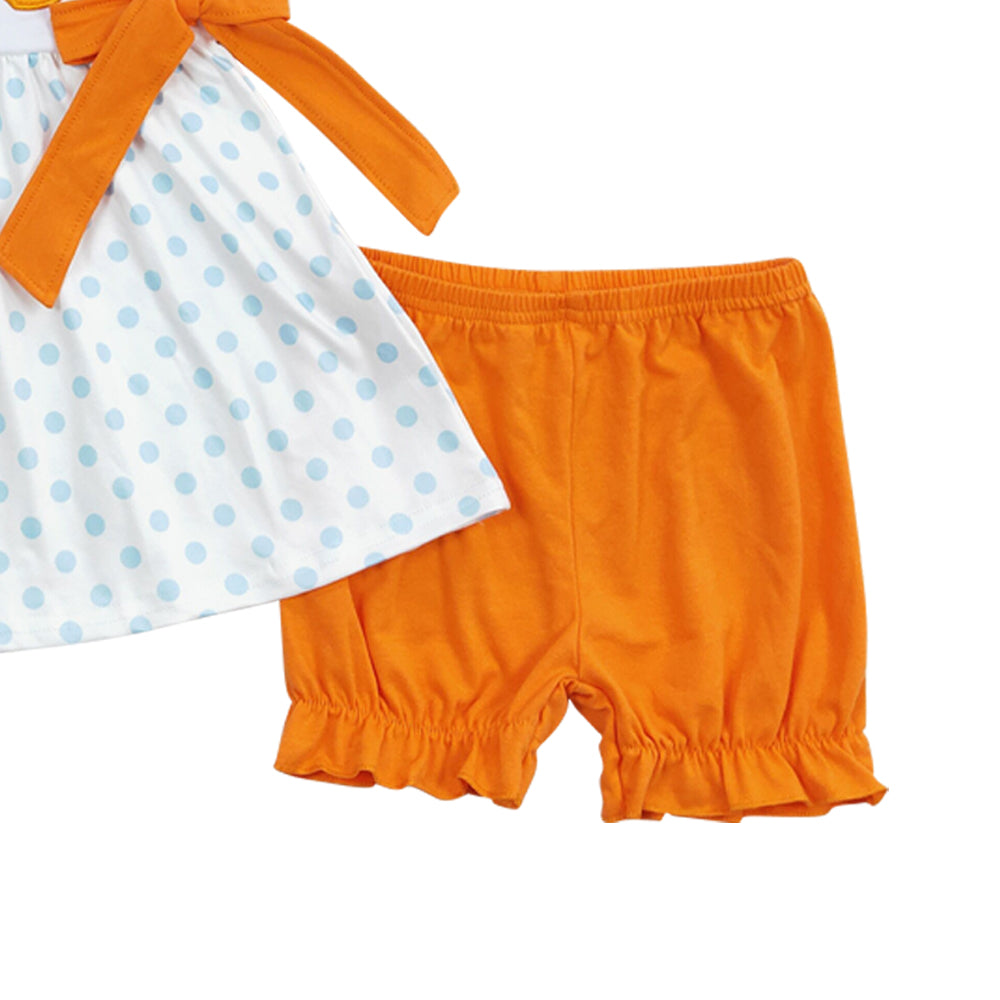 Baby Girls Peaches Bows Ruffle Tops Shorts Clothes Sets