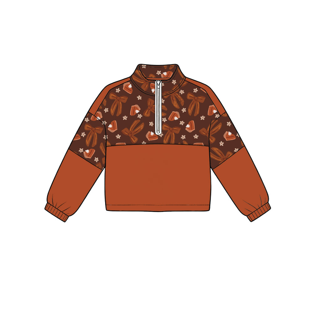 Preorder (moq 5)Baby Boys Bows Cakes Flowers Thanksgiving Zip Pullovers Top