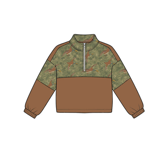 Preorder (moq 5)Baby Boys Ducks Camo Hunting Zip Pullovers Top