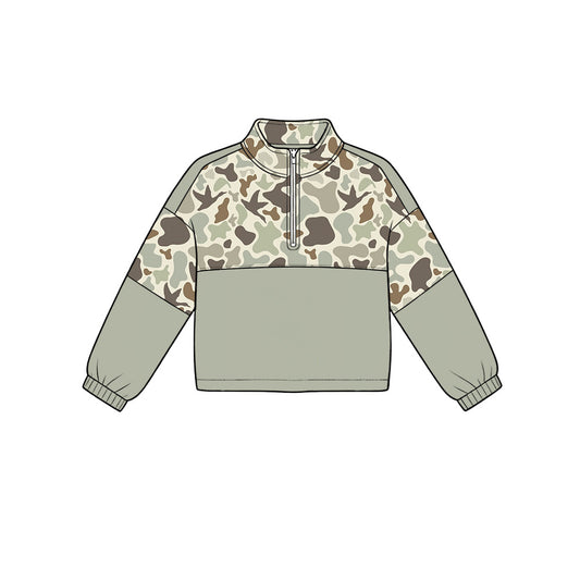 Preorder (moq 5)Baby Boys Ducks Camo Hunting Zip Pullovers Top