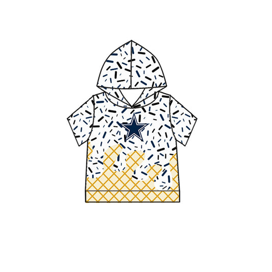 Preorder (moq 5)Baby Boys Drip Sprinkles Cowboys Team Short Sleeves Hoodies Top