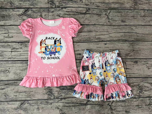 Baby Girls Back To School Dogs Shorts Clothes Sets