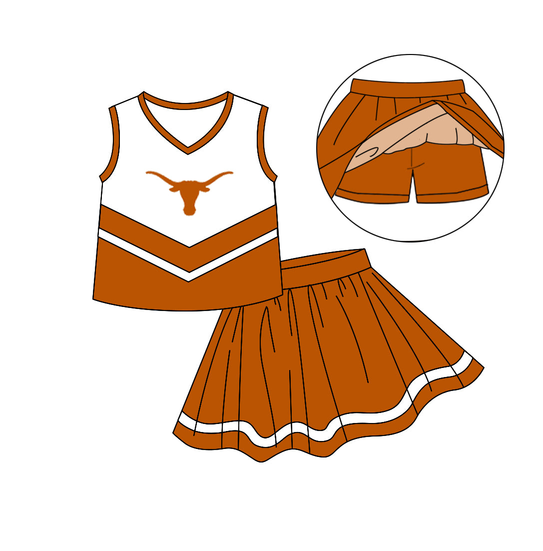 Baby Girls Longhorns Cheerleader Skirts Team Clothing Sets preorder(moq 5)