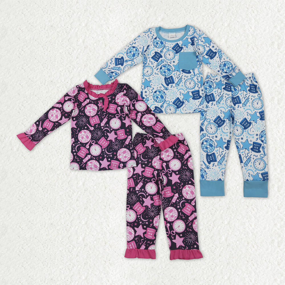 Sibling Baby Boys Girls Happy New Year Pant Pajamas Sets