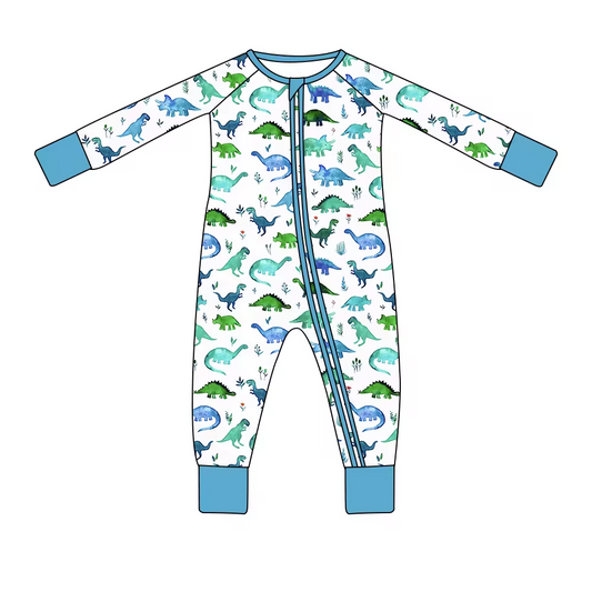 Baby Infant Boys Dinosaurs Long Sleeve Zip Rompers preorder(moq 5)