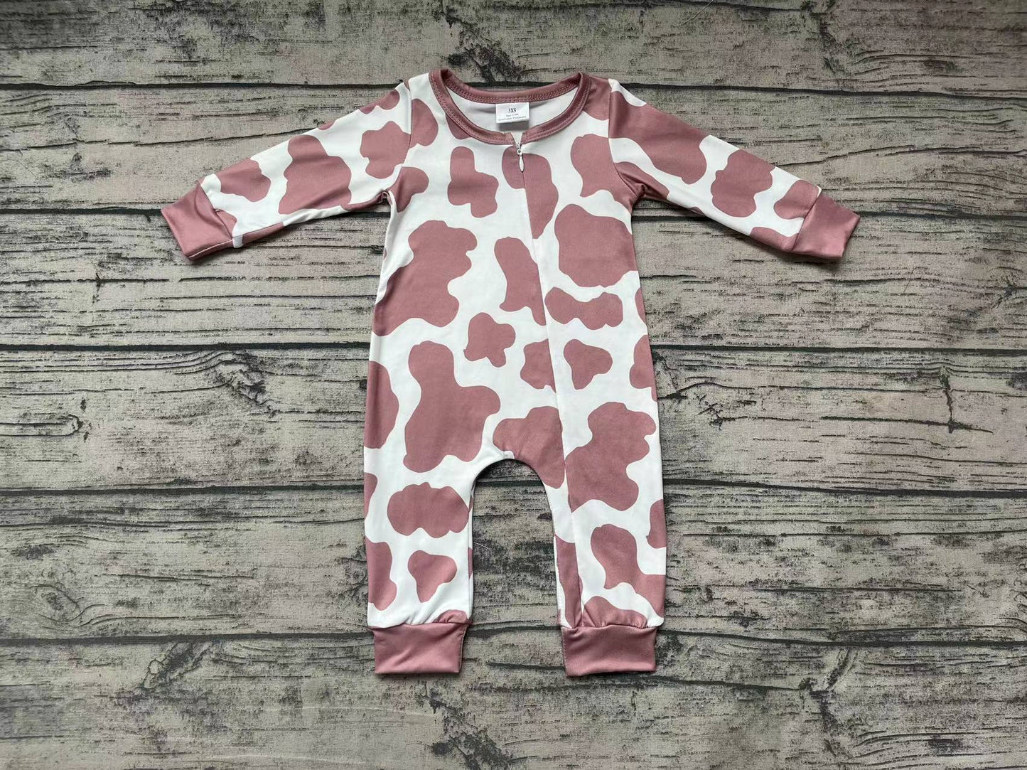 Baby Infant Cow Print Zip Rompers