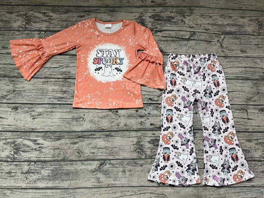 Baby Girls Stay Spooky Dog Tee Bell Pants Clothing Sets
