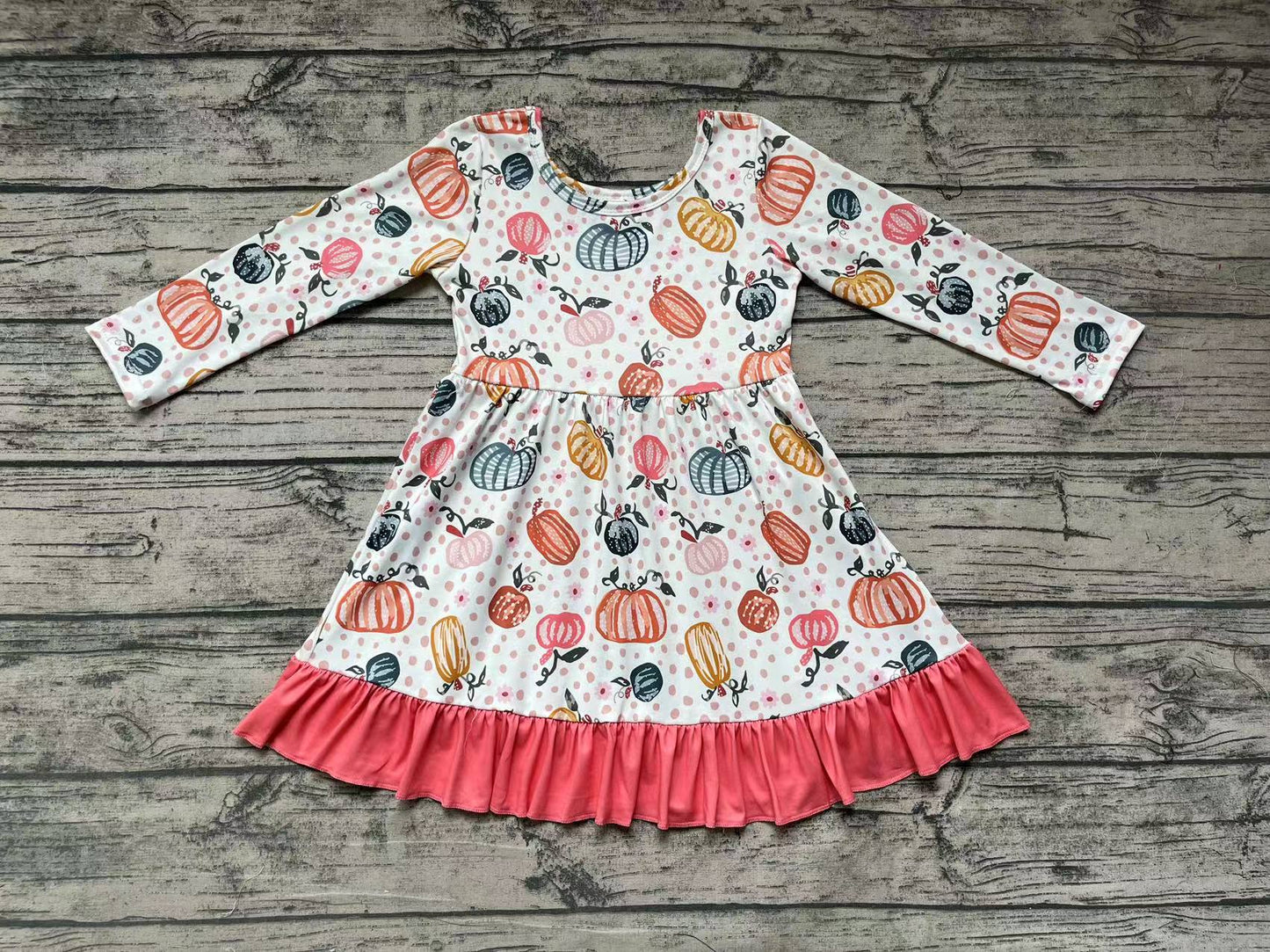 Baby Girls Pink Pumpkin Ruffle Knee Length Dresses