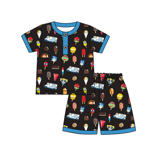 Preorder (moq 5)Baby Boys Cartoon Popstick Tops Shorts Pajamas Clothes Sets