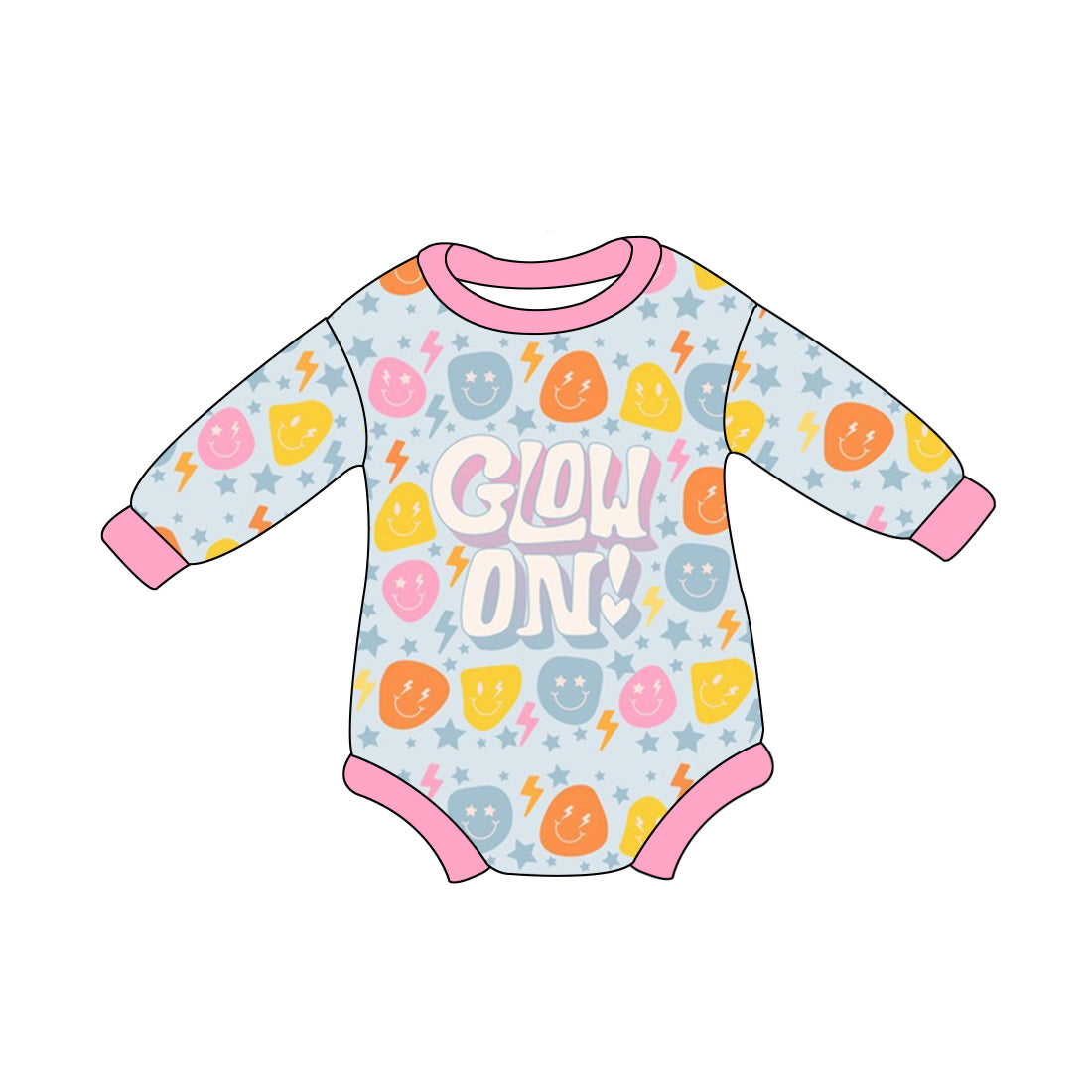 Baby Infant Girls Pink Glow On Smile Rompers preorder(moq 5)