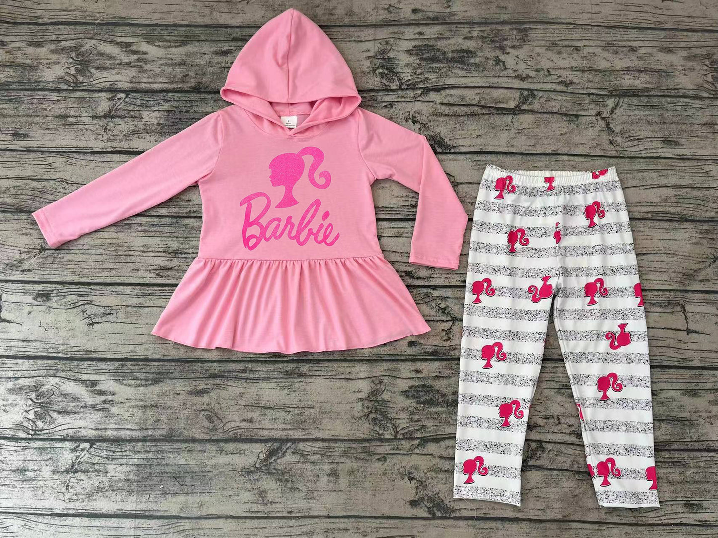 Baby Girls Pink Hoodie Doll Legging Pants Clothes Sets