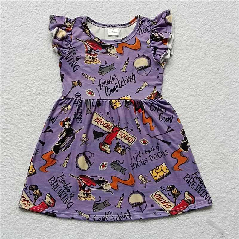 Baby girls Halloween purple pearl dresses 230612