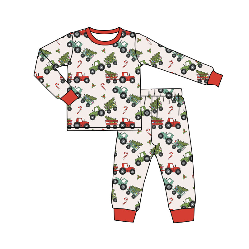 Baby Boys Christmas Tree Trucks Top Pants Pajamas Clothes Sets preorder(MOQ 5)