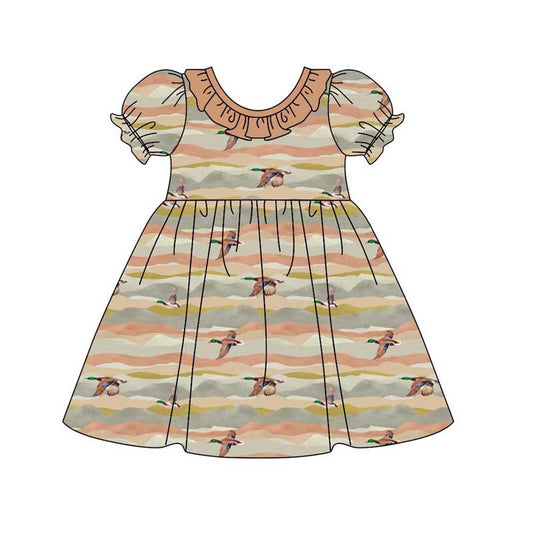 Girls Baby Kids Hunting Mallard Ducks Ruffle Dresses Clothing preorder(MOQ 5)