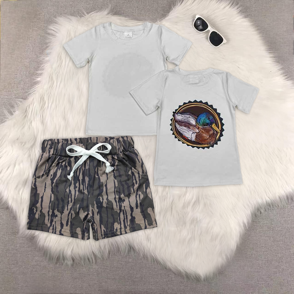 Baby Boys Ducks Shirts Top Camo Pockets Shorts Western Hunting Sets