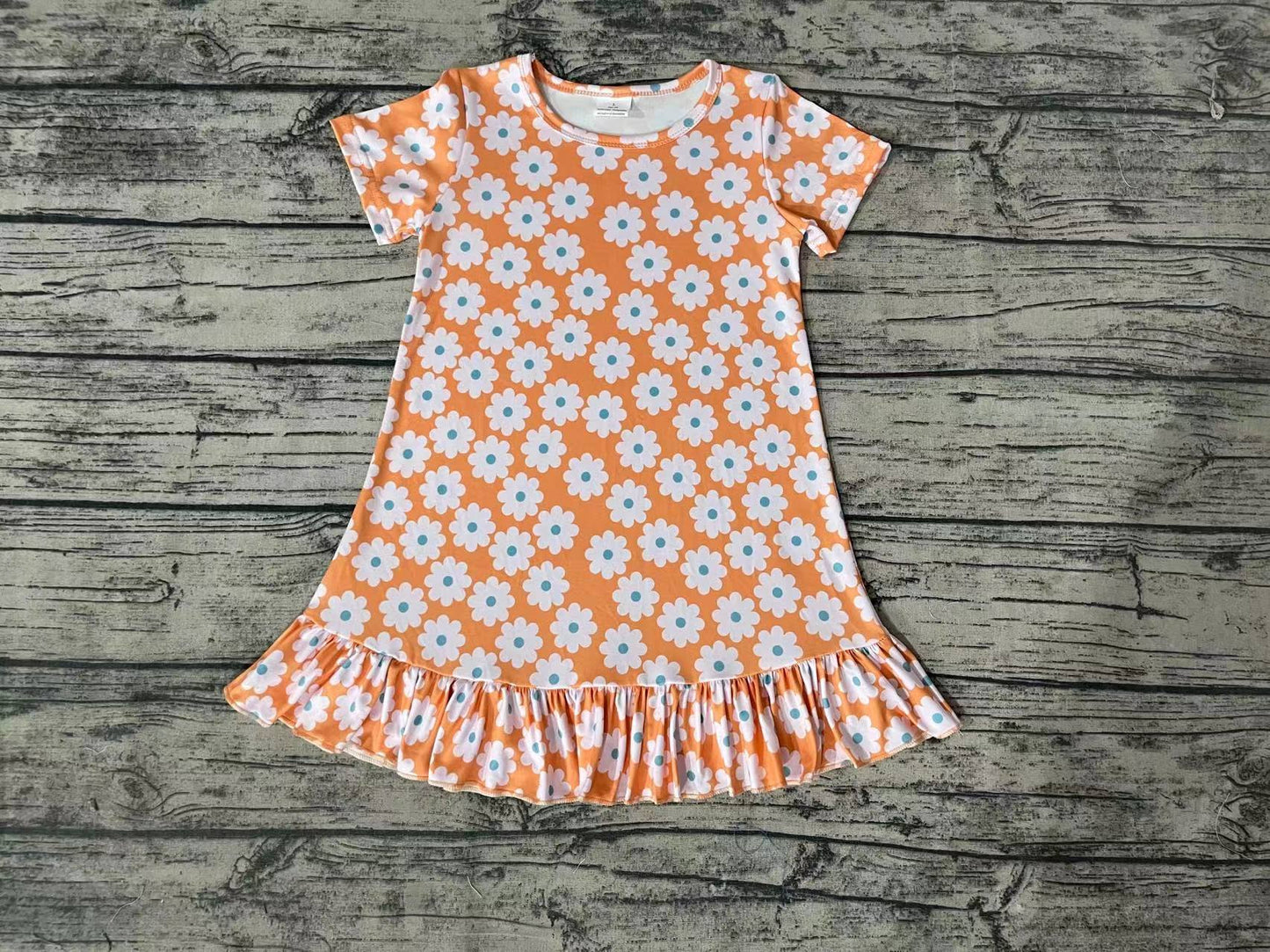 Baby Girls Flowers Short Sleeve Knee Length Dresses