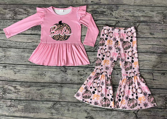 Baby Girls Pumpkin Doll Tee Pink Bell Pants Clothes Sets