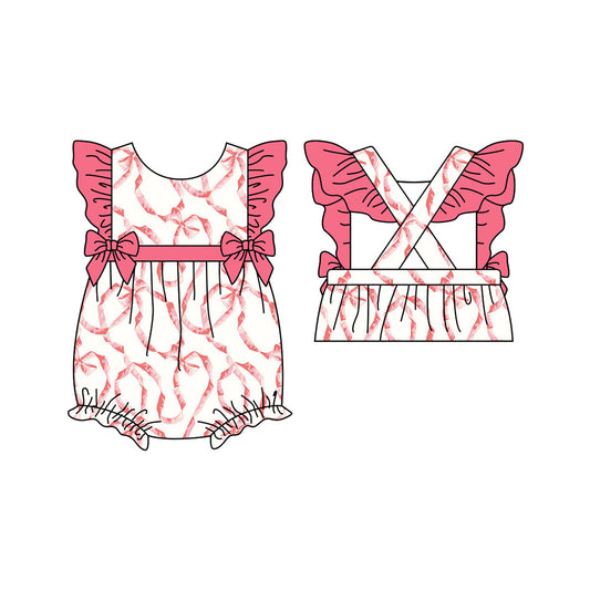 Preorder(moq 5)Baby Infant Girls Pink Bows Ruffles Rompers