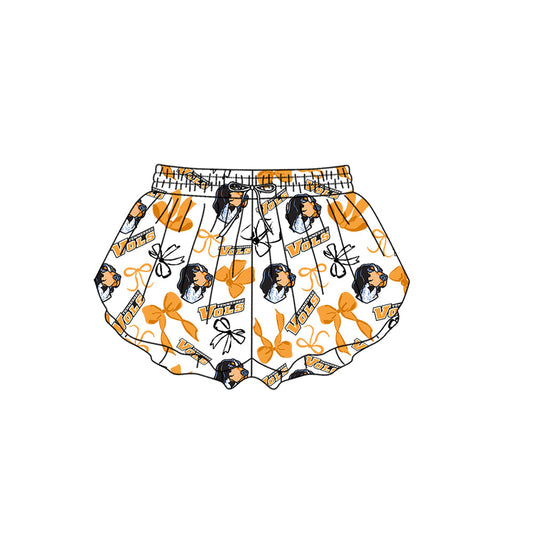 Preorder (moq 5)Baby Girls Tennessee Vols Bows Team Ruffle Shorts Bottom